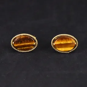 12K Oval Tiger Eye Cufflinks