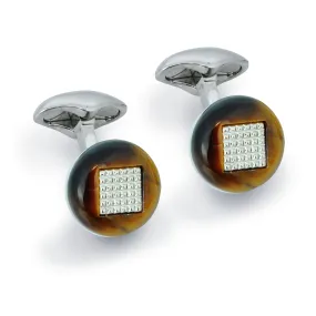 Babette Wasserman Grid Cufflinks - Tiger's Eye