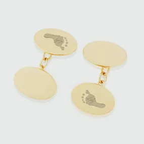 Bellevue 9ct Yellow Gold Footprint Cufflinks