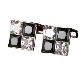 Black and White Crystal Button Vintage Swank Cufflinks