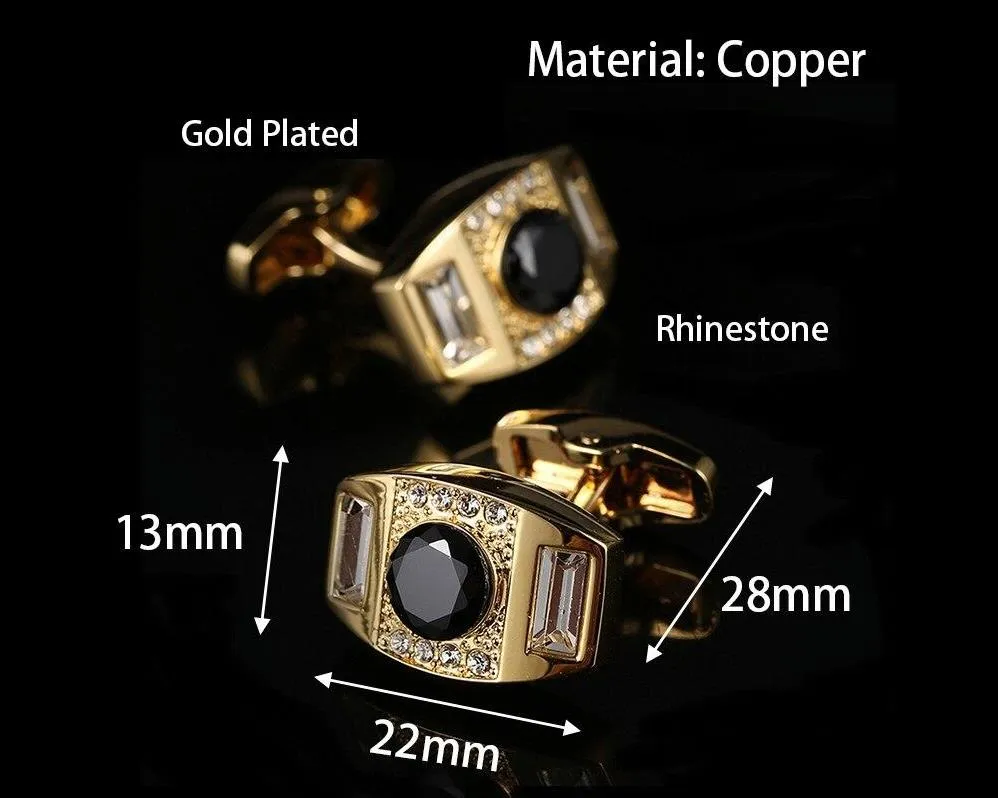 Black Crystal Gold Cufflinks