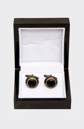 Black Gold Round Cufflinks