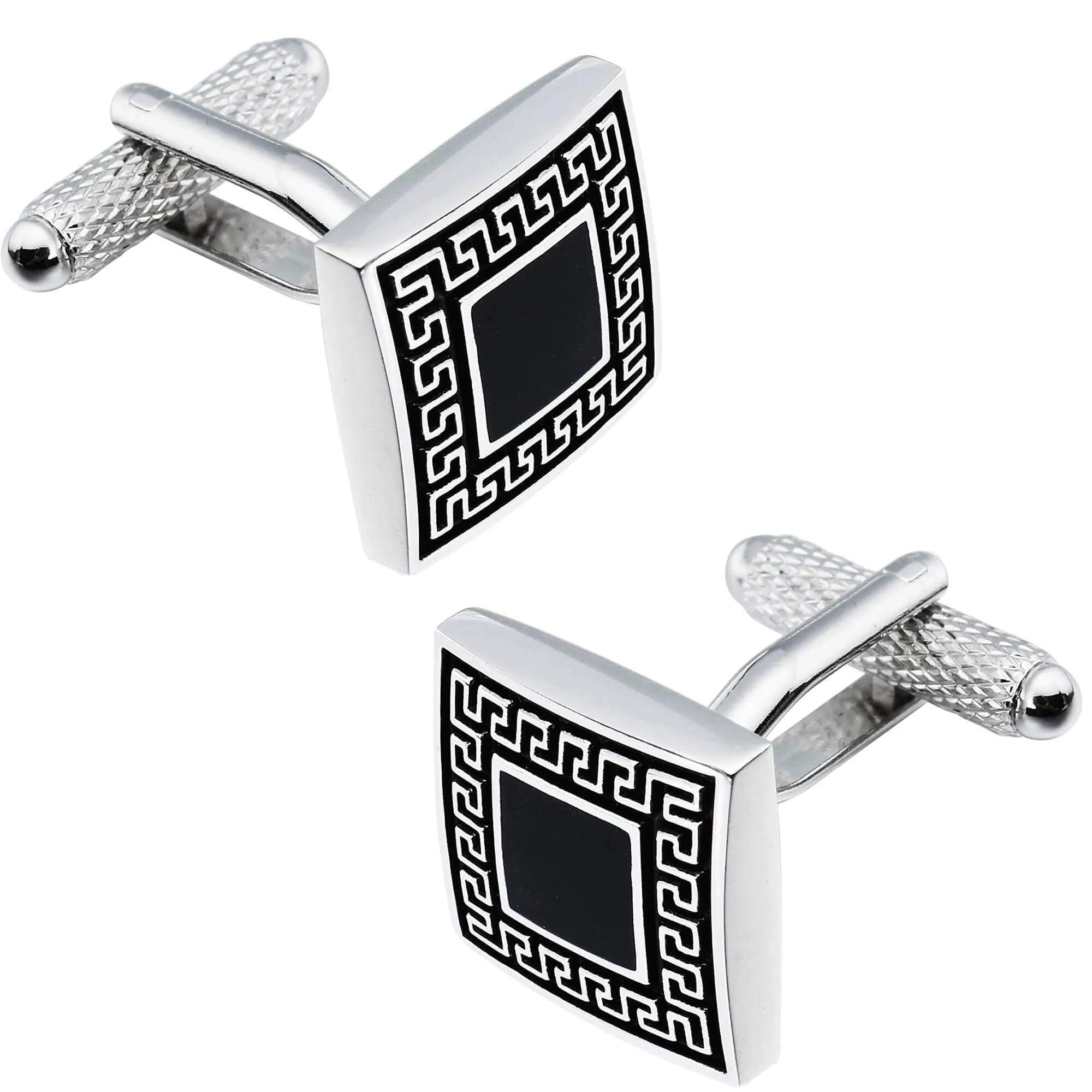 Black Patterned Enamel Cufflinks