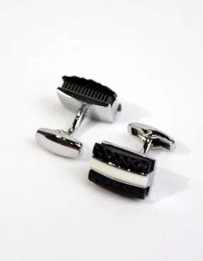 Black White Rectangle Cufflink