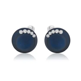 Blue Titanium and Platinum Cufflinks with Diamonds