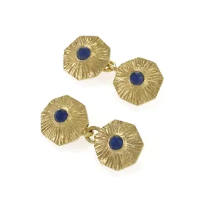 Boucheron Paris Sapphire and Gold Cuff Links