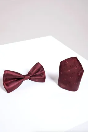 BT CIRCLES - Wine Circle Print Bow Tie and Pocket Square Set