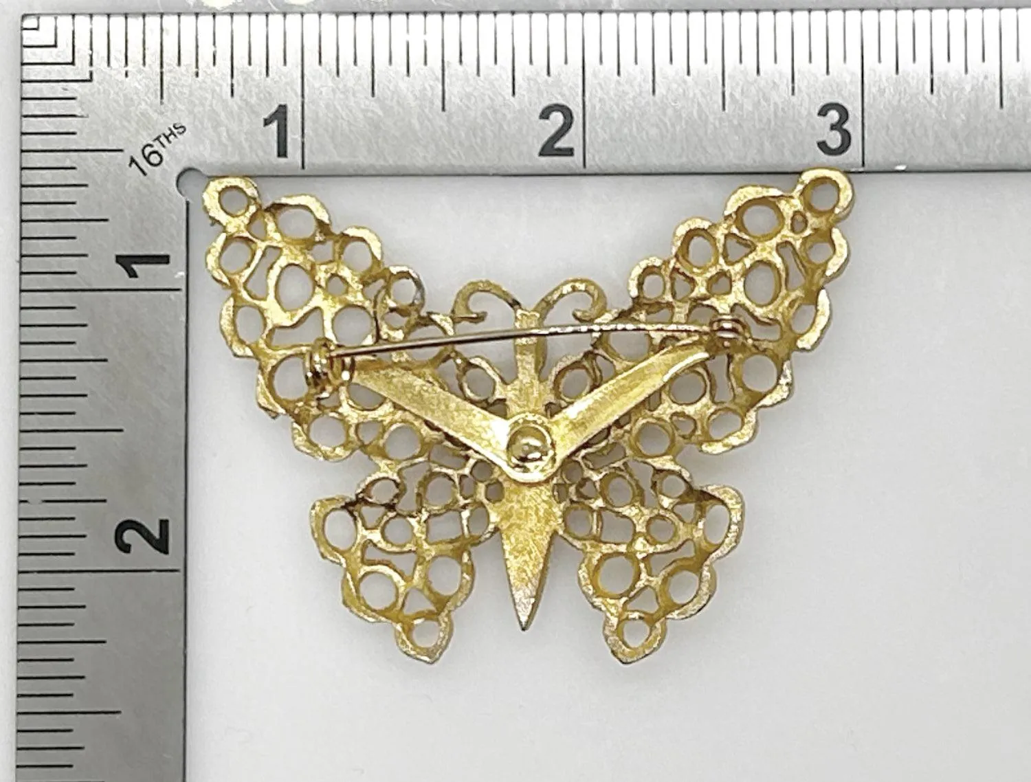 Charming Textured Golden Vintage Butterfly Brooch