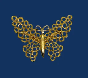 Charming Textured Golden Vintage Butterfly Brooch