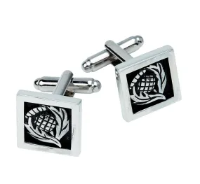 Chrome Finish Square Thistle Cufflinks (KCL34P CB)