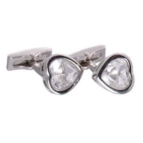 Clear Gemstone Heart Cufflinks