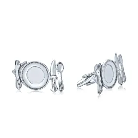 Culinary Gourmet Chef Cook Restaurant Owner Cufflinks Sterling Silver