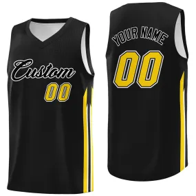 Custom  Black Yellow Classic Tops Sport Game Basketball Jersey