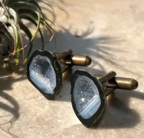 Druzy Agate Geode Cufflinks, Tabasco geode cuff links