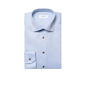 ETON Twill Long Sleeve Shirt Single Cuff Classic Fit LIGHT BLUE