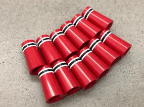 Flat-Top 12 Ferrules Red with White-Black-White Stripes