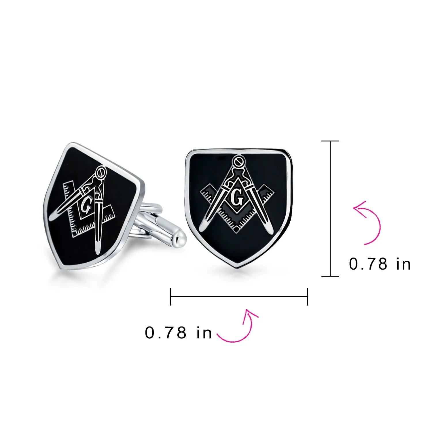 Freemasons Masonic Compass Cufflinks Black Gold Plated Stainless Steel