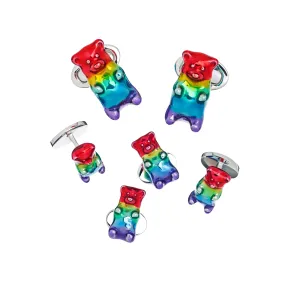 Gummy Bear Rainbow Sterling Silver Cufflinks & Studs