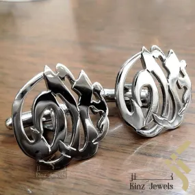 Kinz Customized High Quality Sterling Silver Cufflinks Rhodium Vermeil - Arabic or English