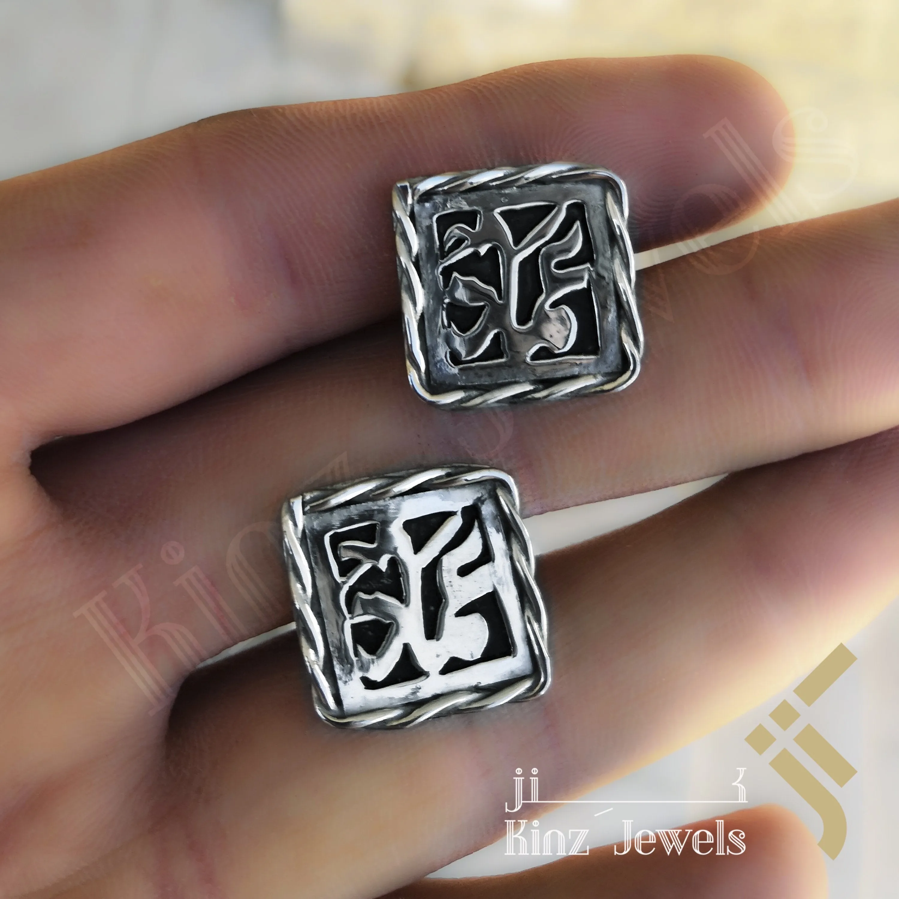 Kinz Customized High Quality Sterling Silver Cufflinks Rhodium Vermeil Two Layers