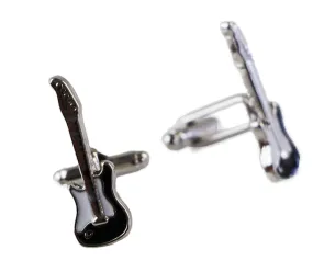 Mens Silver Electric Guitar Cufflinks