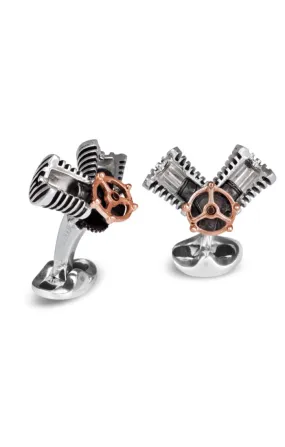 Piston Cufflinks, Sterling Silver