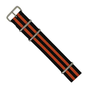 Premium Nato Strap in Black Orange Small Stripes