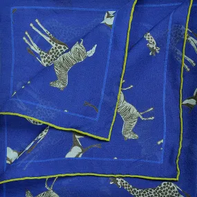 Safari Silk Pocket Square in blue