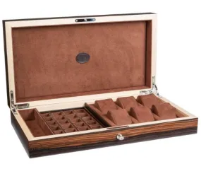 UNDERWOOD (LONDON) - 6-Unit Macassar Watch Box w Cufflink Storage | UN243