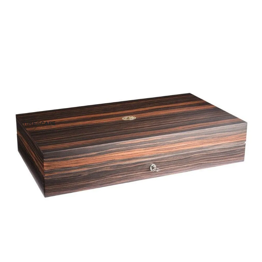 UNDERWOOD (LONDON) - 6-Unit Macassar Watch Box w Cufflink Storage | UN243