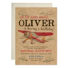 Vintage Airplane Birthday Invitations