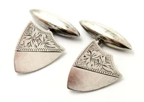 Vintage Sterling Silver Shield Cufflinks